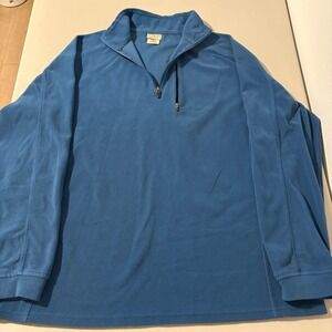 LLBean Blue Fleece 1/4 Zip Pullover Long Sleeve Pocket Men's L Tall Outerwear